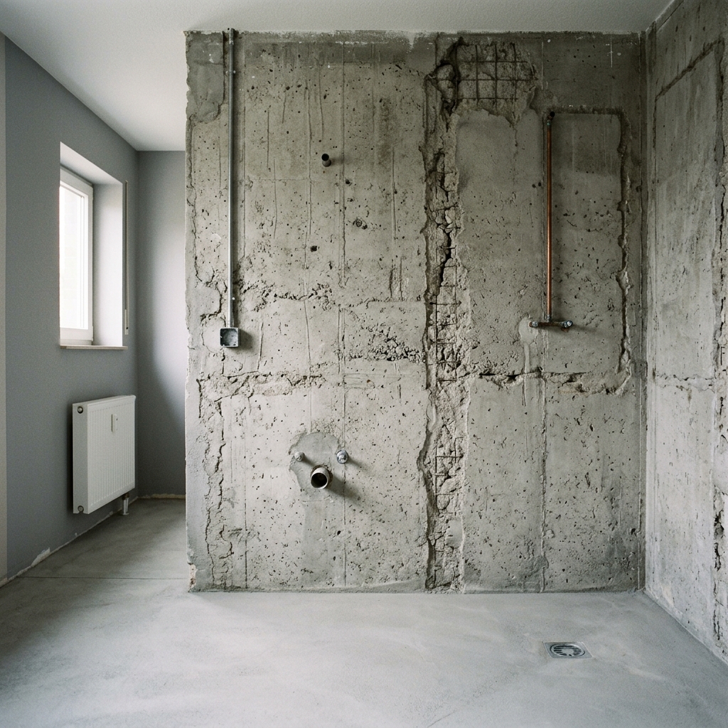 Badezimmerwand nach Abbruch